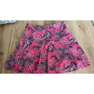 Lauren Ralph Lauren Women's 12 Pink Paisley Print Side Zip Lined Fit Flare Skirt